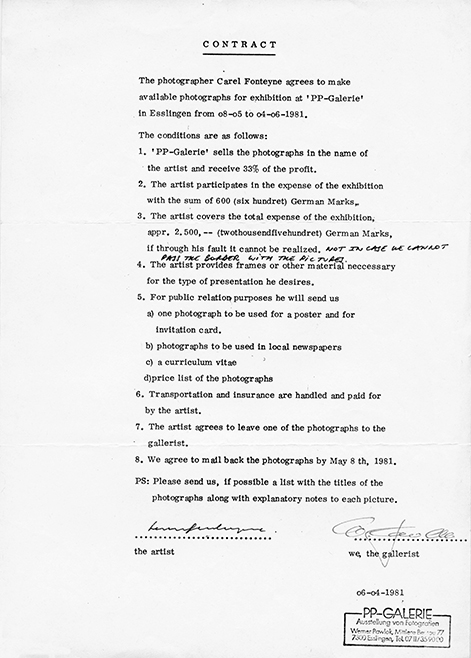 Carel Fonteyne contract Carel Fonteyne, PP Galerie, Werner Pawlok, 